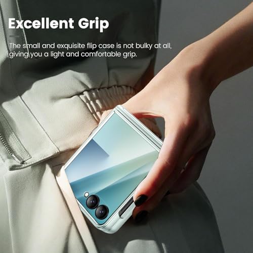 Image of Kapa Geometric Hinge Protection Back Cover for Samsung Galaxy Z Flip7 / Flip 7 | with [Inbuilt Glass] Full Body Shockproof Hard Back Case (Mint Green)