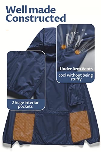 Image of CREATMO US Men's Packable Waterproof Running Rain Coats Reflective Cycling Jacket Windbreaker With Removable Hood
