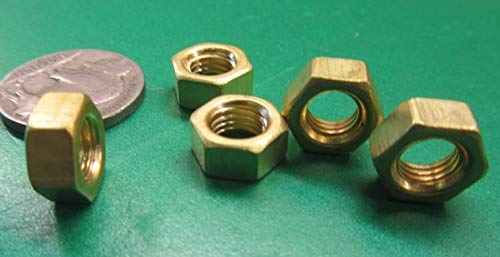 Brass Hex Nuts RH M7 x 1 Thread x 11mm W x 5.5mm H 20 Pcs