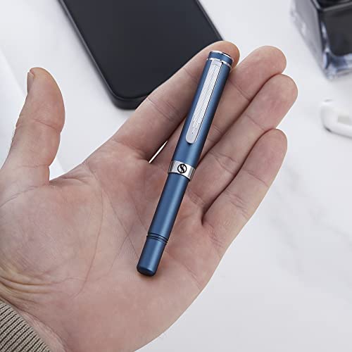 Scriveiner Blue Rollerball Edc Luxury Pen, Stunning Pocket Pen With Chrome Finish, Cool Writing Pen, Best Pen Gift For Men & Women, German Schmidt Refill, Nice Present, Fancy Office Designer Pen Set #TOP2