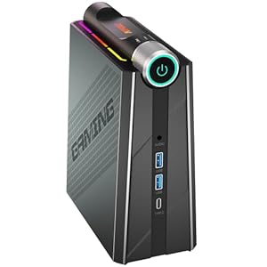 Mini PC RGB 3-Mode Customization, 1024GB(1TB) M.2 NVME SSD Micro PC AMD Ryzen7 7735HS (4.75GHz) 32GB DDR5*2 4800MHz mit WiFi6/BT5.2/USB4.0 40Gbps/ 4K@60Hz 3-Display für Unterhaltung/Arbeit/Industrie