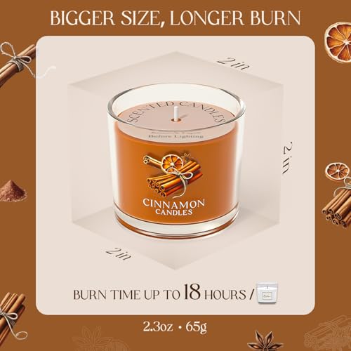 Image of CHILLFLAME Cinnamon Candle, Scented Candles Gifts for Women, Candles Gift Set for Her, 3 Scented Votive Candles, Birthday Gifts for Women /Men (Orange, 7 oz)