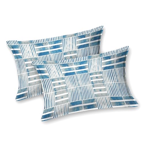 Image of LINENWALAS 100% Cotton Queen Size Fitted Bed Sheet for Double Bed, Printed All Around Elastic Bedsheet (60 x 78 Inches) + 2 Pillow Covers | 210 TC Soft, Breathable, Luxury Bedsheet (Coastal Chevron)