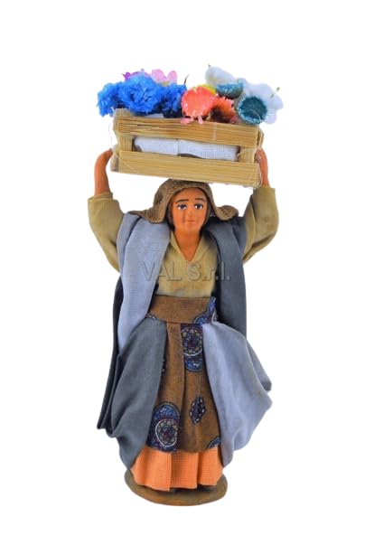 Holyhome Donna con cassetta di legno in testa cm 10 (3,93 Inch) - Presepe Napoletano Terracotta Vestita
