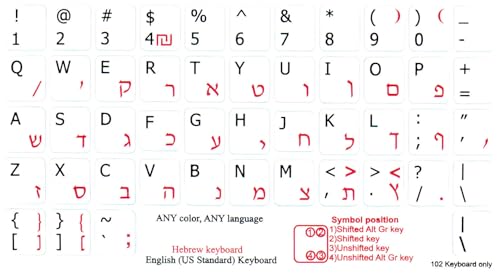 Stickers para teclado blanco hebreo-inglés para laptops y PCs miniatura 1