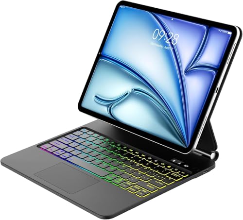 【2026年新型】AVNICUD マジックキーボード iPad Air 13インチ (M4 2026/M3 20205/M2 2024) キーボード ケース iPad Pro 12.9インチ (第6/5/4/3世代)兼用 magic keyboard 磁気吸着 軽量 薄型 タッチパッド搭載 マルチジェスチャー対応 7色バックライト オートスリープ 全面保護 ブラック