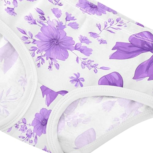 Wusikd Cute Lavender Bows Floral Girls' Underwear Cotton Girls Briefs Soft Toddler Underwear 2T4