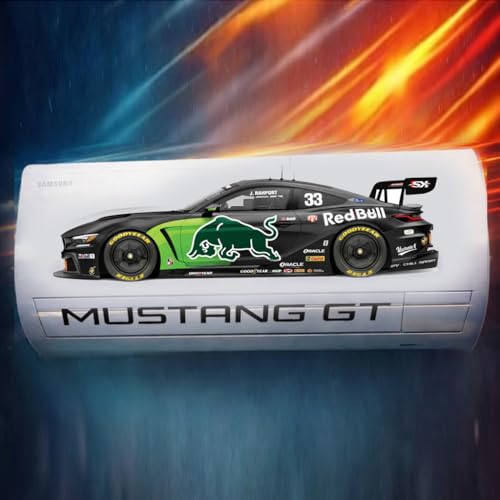 Image of Art Smart Mustang GT Racing Car AC Sticker, High Quality Vinyl, HD Matte /Gloss Finish, 24 Inches, for Indoor, Wall, Door, Glass Decoration (Green and Black)