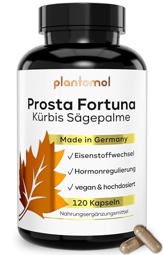 plantomol® 120 Prosta Fortuna Kapseln mit 700mg Kürbiskern-Extrakt 600mg Sägepalmen-Extrakt und Beta Sitosterol - 9 abgestimmte Inhaltsstoffe - natürliche Prosta Kapseln hochdosiert - vegan