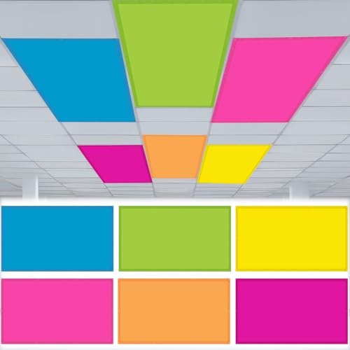 Image of VIHOSE 6 Pcs Fluorescent Light Covers for Ceiling Lights Classroom Magnetic Light Covers Classroom Filters Office School Drop Ceiling, 4 x 2 ft(Bright)