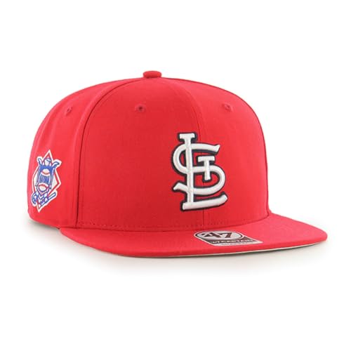 47 MLB Sure Shot Captain Hat Adjustable Structured 6-Panel Snapback Hat Cap, Adult One Size Fits All (US, Alpha, One Size, St Louis Cardinals)