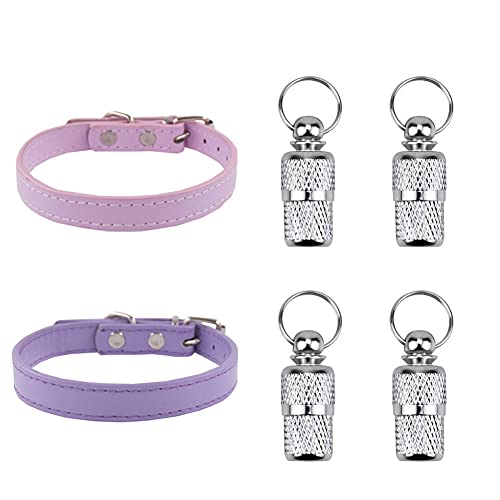 Lot de 6 pendentifs d'adresse pour chien ou chat - Avec collier en cuir - En métal - Anti-perte - Pour petits chiens et chats (A01) Cover