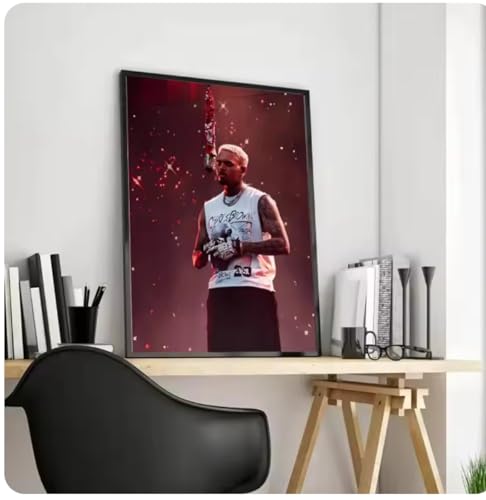 Affiche Chris Brown poster rappeur et chanteur portrait art mural sur toile 50x70cm sans cadre