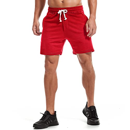 Image of AMY COULEE Mens Athletic Workout Shorts 5.5 inch Cotton Casual Shorts Elastic Waist Joggers Sports Sweat Shorts