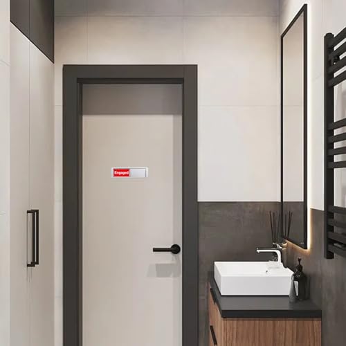 Image of Free /Engaged Sign,Magnetic Slider Door Signs For Home, Office Restroom Conference Hotels,Easy To Read, Non-Scratch In Use Available Sign Slider Door Indicator Tells Whether Vacant Occupied-7'' x 2'' - Silver