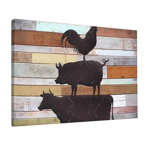 Impression sur toile animaux de la ferme 30x45cm avec finition artistique soignée