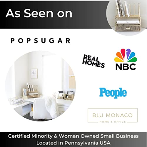 Blu Monaco Gold Desk Accessories And Workspace Organizers, Desktop Organizer - Cute File Organizer For Desk And Drawer Storage For Office Supplies, Paper, Device And Folders - File Holder #TOP4