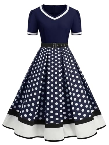 Women’S Black Polka Dot Dress V-Neck Spring Party Dress with