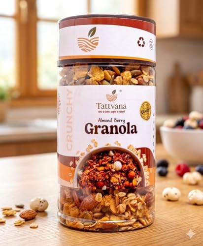 Image of Tattvana Granola 400g | No Refined Sugar | High Fiber | Protein Rich Healthy Breakfast Cereal with Nuts Seeds & Dry Fruits | Natural Energy Booster | Weight Management Superfood
