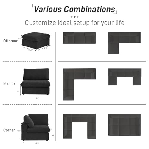 Cloud Modular Sectional Sofa Couch,120.45" V Shaped Convertible Couches for Living Room,Minimalist Deep Sofa Couches,Sofa Covers Washable&Replaceable