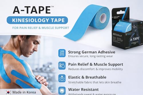 Image of A-Tape Kinesiology Tape 5Cm x 5MTR Roll | Cotton Waterproof Elastic Sports Tape for Muscle Support, Pain Relief, Injury Recovery, Physiotherapy & Joint Stability (Made in Korea) (Color-Skull)