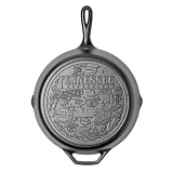 Lodge 12 Inch Cast Iron Skillet – Pre-Seasoned Frying Pan with Teardrop Handle – Oven, Stovetop, Grill & Campfire Use – Made in USA – Non-Toxic, Even-Heating Cookware – Tennessee