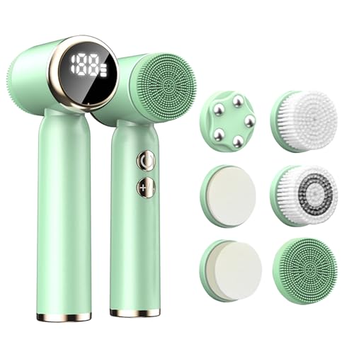 Spazzola elettrica 6 in 1, pulizia profonda per la pulizia dei pori e dei punti neri, spazzola viso con rotazione a 3 livelli, impermeabile e batteria per uomini e donne per qualsiasi tipo di pelle