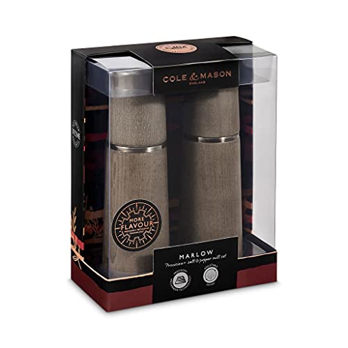 Cole & Mason Marlow Salt and Pepper Mills, Adjustable Grind Precision+ Mechanism, Beech Wood, 185 mm, Gift Set, Includes 2 x Salt and Pepper Grinders - Image 3