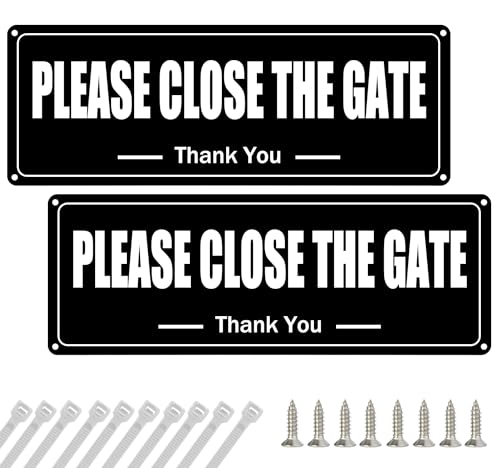 Yitla Please Close The Gate Sign Dog, 2PCS Rust Free Aluminium Please Close The Gate Dog Signs,Waterproof
