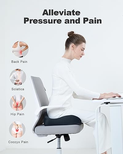 Foamula Seat Cushion For Office Chair, Memory Foam Sciatica Pain Relief Pillow, Seat Cushion For Hip, Tailbone, Coccyx Pain, Desk Chair Cushion For Office, Home Chair, Gaming Chair, Car thumb #1