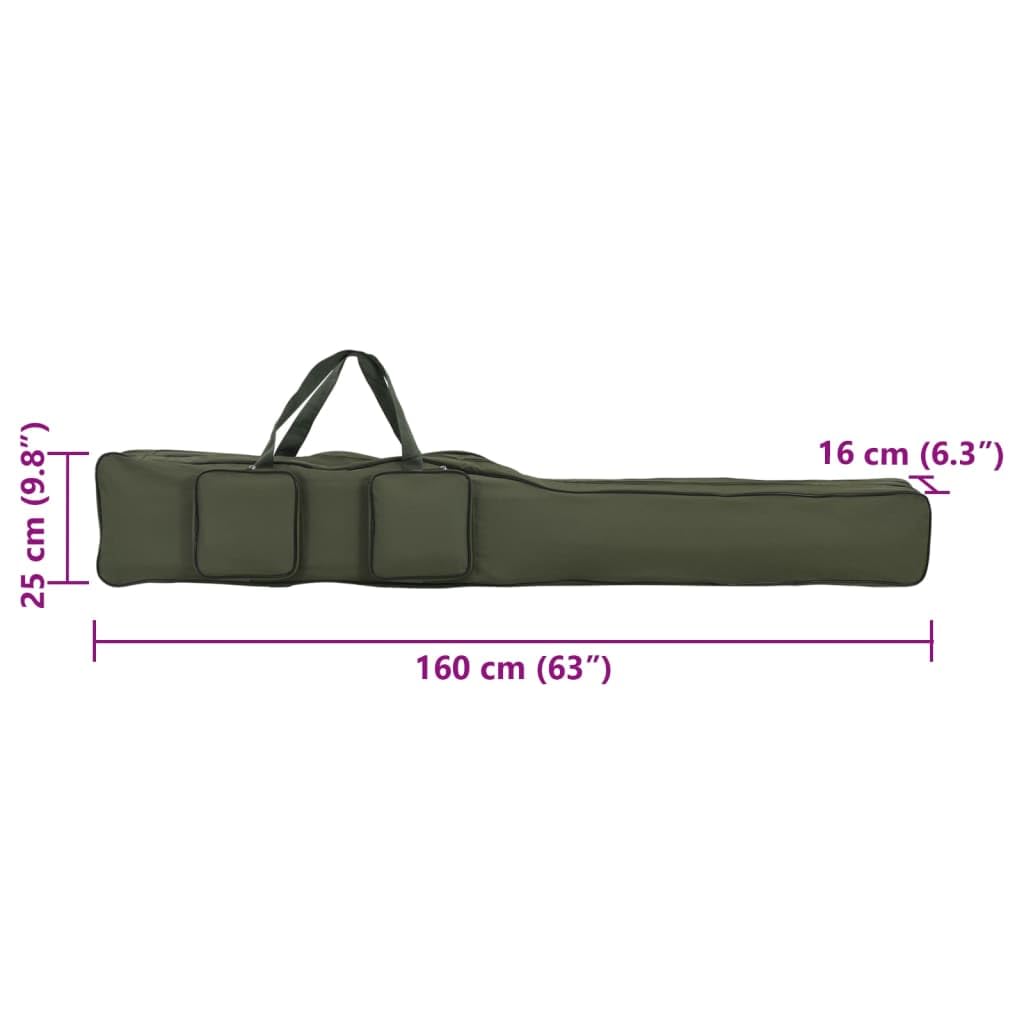 Torba na wędki, ciemnozielona, z tkaniny Oxford 600D, 160 cm, z regulowanym paskiem na ramię, wyściełana i wodoszczelna, na akcesoria wędkarskie, transport, ochrona podczas łowienia karpi