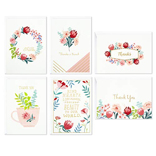 Hallmark Thank You Cards for Baby Showers, Bridal Showers, All Occasion (Watercolor Flowers, 48 Assorted Cards with Envelopes,)