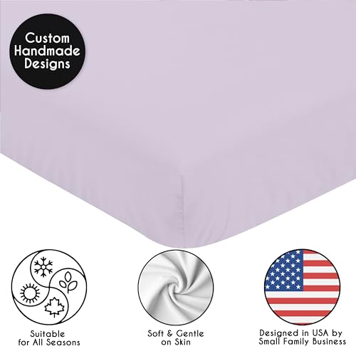 Image of Sweet Jojo Designs Fitted Baby Crib Sheets (Solid Purple) for Girls, Infant Nursery, Toddler Room - Standard Size (Lavender for the Boho, Flower, Farmhouse, Shabby Chic Watercolor Floral Collection)