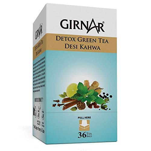 Girnar Detox Desi Kahwa Green Tea Bags-Set Of 36-(Pack Of 4),1.763698097 Pounds