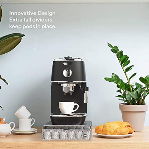 Coffee Pod Holder For Counter, Coffee Station, Coffee Bar Accessories - Storage Drawer Holder For Coffee Pod Organizer - Holds 36 Cups | The Mesh Collection, Silver #TOP1