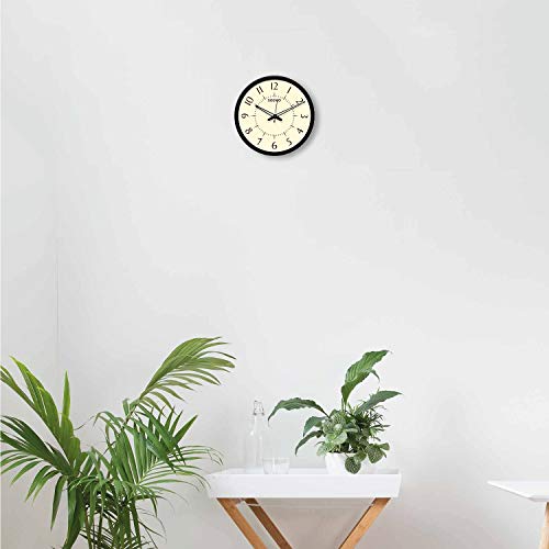 Image of Amazon Brand - Solimo 12-inch Plastic & Glass Wall Clock - Classy (Silent Movement, Black Frame), analog