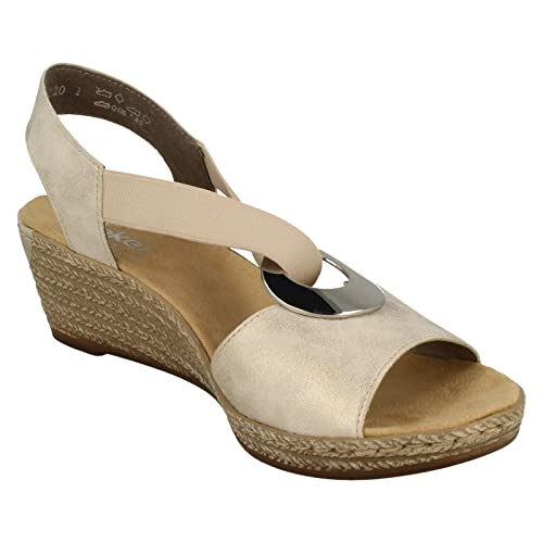 Image of Rieker 624H6 Fanni Women's Wedge Sandals - Lightweight, Comfortable and Supportive - Slip On Sandals with Cushioned Insole and High Wedge for Everyday Stylish Wear