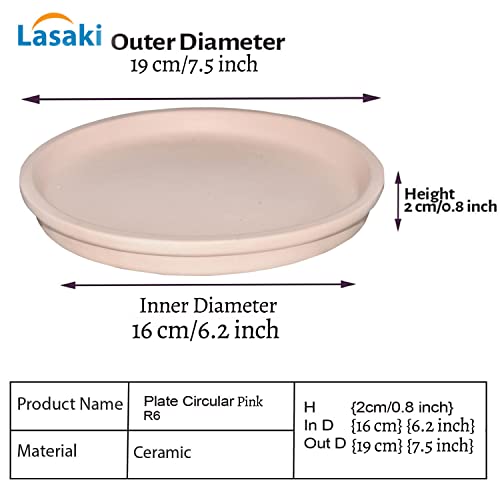Image of Lasaki Round Ceramic Trays (Plates Saucers) for Pots, planters, Flower, Succulent(Set of 2,Pink,6 inch) R6(Plants not Included)
