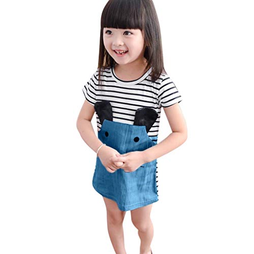 Vestido de niña, Riou Vestido de ratón de Dibujos Animados a Rayas de Manga Corta para niños Vestido de Princesa Ropa de Bebe niña Verano 2019(1-5 T)