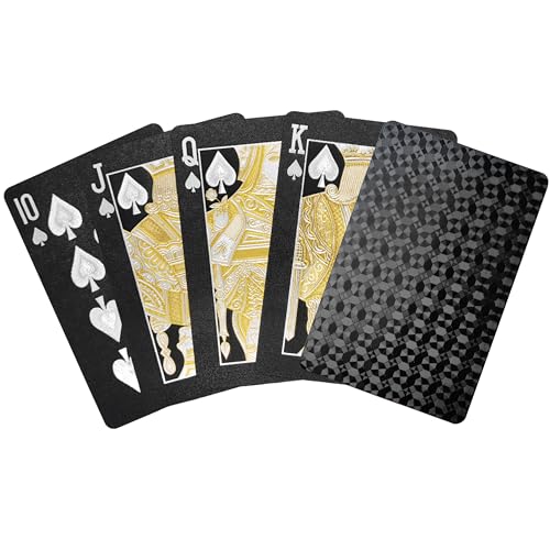Spielkarten,1 Stück Playing Cards Kartendeck Pokerkarten Schwarze Kunststoff Poker Karten Wasserdichte Pokerkarten Card, für Familien Kartenspiel Party,Schwarzes Gitter – Bild 7