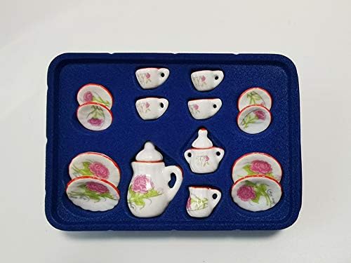 AirAds ドールハウス ミニチュアティーセット 磁器コーヒーセット ピンク牡丹セット 1:12スケール ドールハウス
