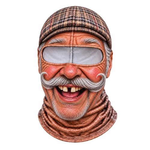 Funny Ski Mask fot Old Man - Winter Realistic Face Balaclava 3D Full Face Print Coffee - image 1