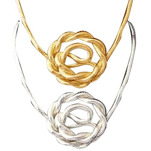 E-ALLDIR 2 Piezas Collar De Serpiente Flexible, Pulsera De Serpiente Flexible, Pulsera De Serpiente Dorada Y Plateada, Collar De Flexible Para Mujeres