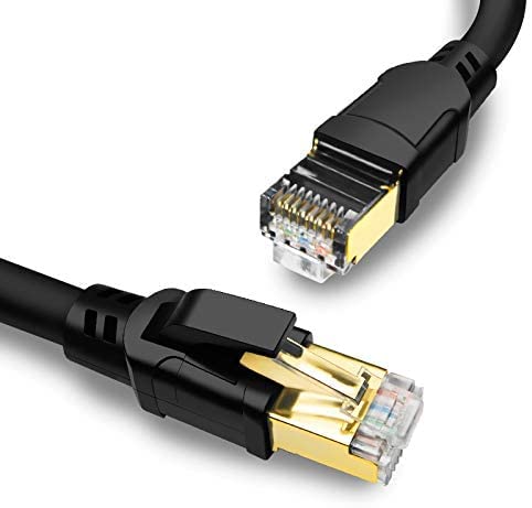 Image of Yauhody CAT8 Ethernet Cables 150FT High Speed 40Gbps 2000MHz SFTP Internet Network LAN Wire Cables with Gold Plated RJ45 Connector for Router, Modem, PC, Switches, Hub, Laptop, Gaming (150ft Black)