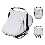 Cribino Car Seat Covers for Babies, Stretchy Infant Car seat Cover/Canopy with Mesh Liner, Windproof & Sun Protection, Easy Dry & Breathable,Universal Fit for Mainstream Car Seats (Grey)
