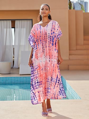 Image of Kaftan Dresses for Women Plus Size Bathing Suit Cover up Caftan Maxi Beach Dresses