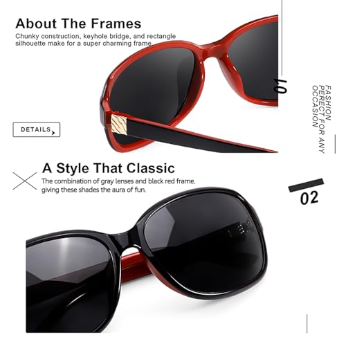 Image of SIPHEW Polarized Sunglasses for Women | Vintage Square Sunglasses w UV400 Protection | Womens Wraparound Shade