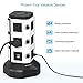 Power Strip Tower with Wireless Charger - Surge Protector with USB, JACKYLED Electric Outlet 13A 10 AC Outlets 4 USB Ports 6.5ft Extension Cord for School Dorm Office Home Desktop Computer White Black