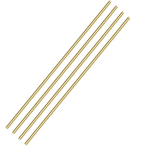 PGCOKO 4Pcs Solid Round Brass Rod Lathe Bar Stock Kit for DIY Craft
