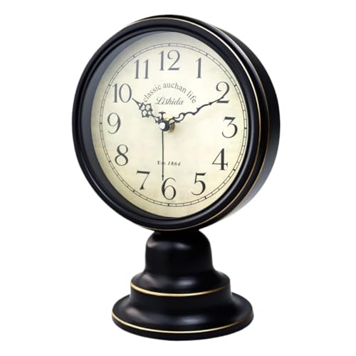 GOOPEEG Reloj de repisa Diseño Tradicional Reloj De Escritorio Metal For...